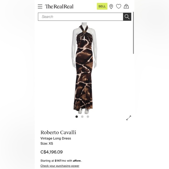 Roberto Cavalli Silk Animal Print Halter Gown with Snake Brooch – Size XS - Picture 17 of 17